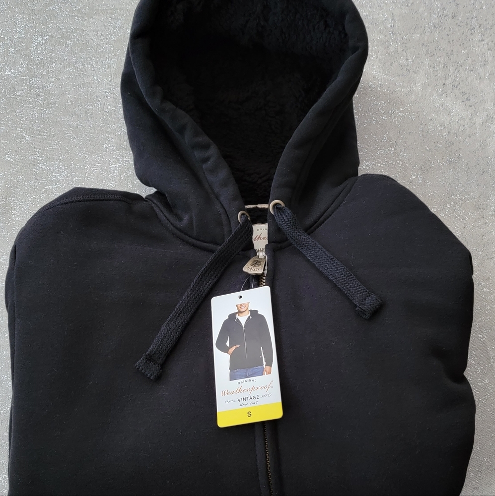 NEW Original Weatherproof Vintage Long Sleeve Full Zip Hoodie Jacket BLK Size S - Picture 2 of 6
